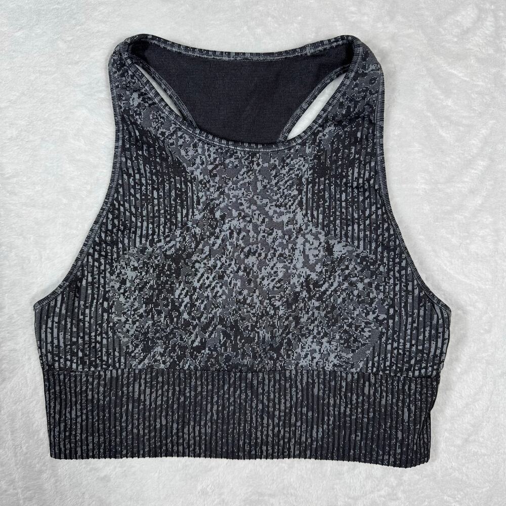 Lululemon Ebb To Train Bra Sports Activewear Black/Gray Women's 8 Medium Support